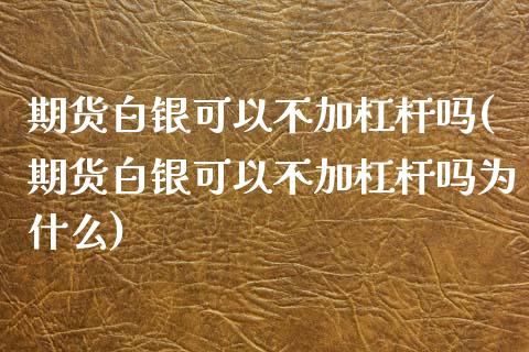 期货白银可以不加杠杆吗(期货白银可以不加杠杆吗为什么)