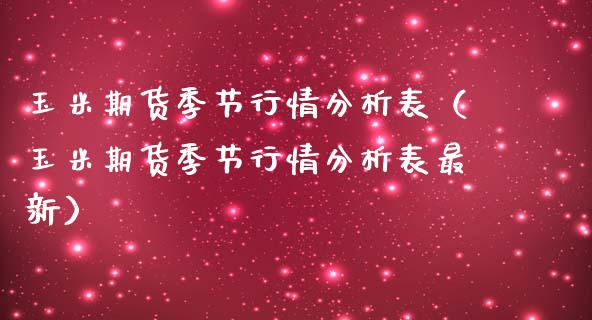 玉米期货季节行情分析表（玉米期货季节行情分析表最新）_https://www.boyangwujin.com_期货直播间_第1张