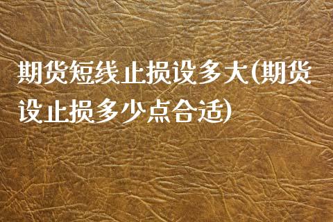 期货短线止损设多大(期货设止损多少点合适)