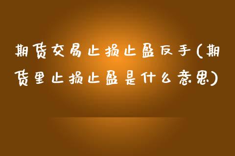 期货交易止损止盈反手(期货里止损止盈是什么意思)_https://www.boyangwujin.com_期货直播间_第1张