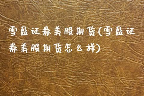 雪盈证券美股期货(雪盈证券美股期货怎么样)_https://www.boyangwujin.com_白银期货_第1张