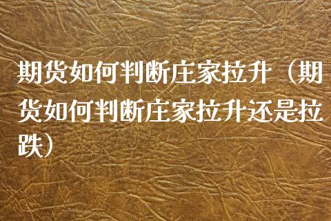 期货如何判断庄家拉升（期货如何判断庄家拉升还是拉跌）_https://www.boyangwujin.com_期货直播间_第1张