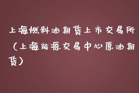 上海燃料油期货上市交易所（上海能源交易中心原油期货）_https://www.boyangwujin.com_期货直播间_第1张