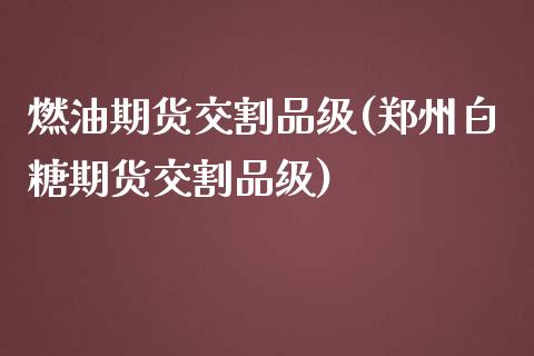 燃油期货交割品级(郑州白糖期货交割品级)_https://www.boyangwujin.com_期货直播间_第1张