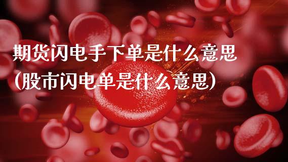 期货闪电手下单是什么意思(股市闪电单是什么意思)_https://www.boyangwujin.com_黄金期货_第1张