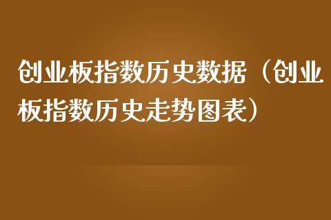 创业板指数历史数据（创业板指数历史走势图表）