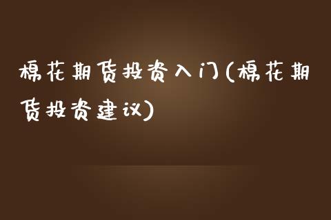 棉花期货投资入门(棉花期货投资建议)_https://www.boyangwujin.com_期货直播间_第1张