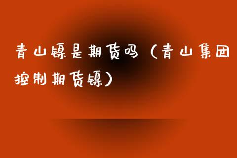青山镍是期货吗（青山集团控制期货镍）_https://www.boyangwujin.com_期货直播间_第1张