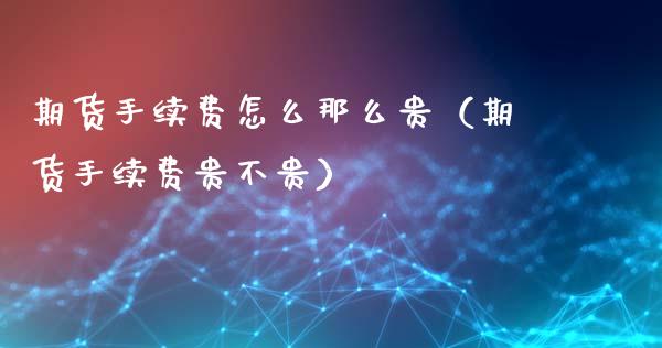 期货手续费怎么那么贵（期货手续费贵不贵）_https://www.boyangwujin.com_道指期货_第1张