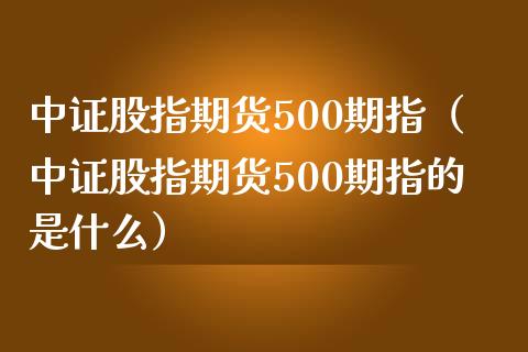 中证股指期货500期指（中证股指期货500期指的是什么）