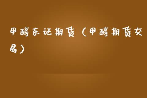 甲醇东证期货（甲醇期货交易）_https://www.boyangwujin.com_黄金期货_第1张