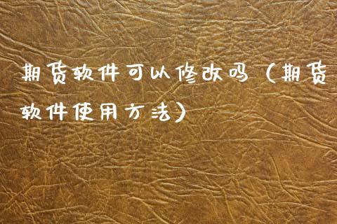 期货软件可以修改吗（期货软件使用方法）_https://www.boyangwujin.com_期货直播间_第1张