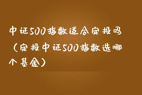 中证500指数适合定投吗（定投中证500指数选哪个基金）_https://www.boyangwujin.com_期货直播间_第1张