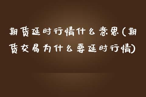 期货延时行情什么意思(期货交易为什么要延时行情)_https://www.boyangwujin.com_期货直播间_第1张
