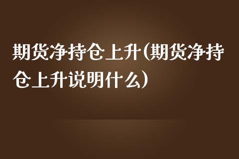 期货净持仓上升(期货净持仓上升说明什么)
