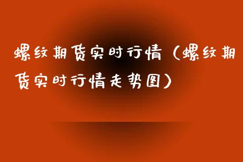 螺纹期货实时行情（螺纹期货实时行情走势图）_https://www.boyangwujin.com_黄金期货_第1张