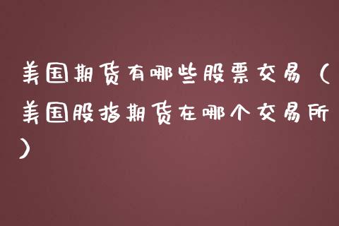 美国期货有哪些股票交易（美国股指期货在哪个交易所）_https://www.boyangwujin.com_期货直播间_第1张