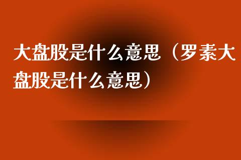 大盘股是什么意思（罗素大盘股是什么意思）