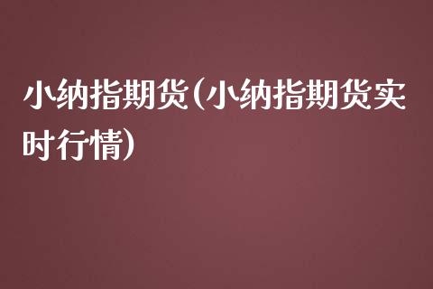 小纳指期货(小纳指期货实时行情)_https://www.boyangwujin.com_期货直播间_第1张