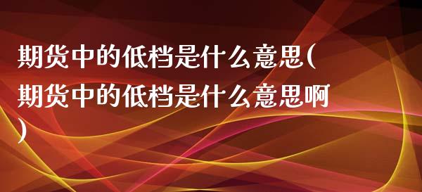 期货中的低档是什么意思(期货中的低档是什么意思啊)_https://www.boyangwujin.com_期货直播间_第1张