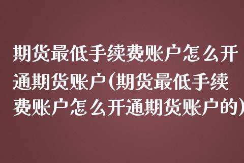 期货最低手续费账户怎么开通期货账户(期货最低手续费账户怎么开通期货账户的)_https://www.boyangwujin.com_期货直播间_第1张