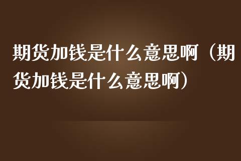 期货加钱是什么意思啊（期货加钱是什么意思啊）_https://www.boyangwujin.com_期货直播间_第1张