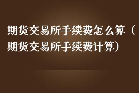 期货交易所手续费怎么算（期货交易所手续费计算）_https://www.boyangwujin.com_期货直播间_第1张
