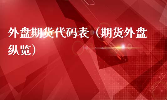 外盘期货代码表（期货外盘纵览）_https://www.boyangwujin.com_恒生指数_第1张