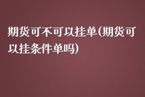 期货可不可以挂单(期货可以挂条件单吗)