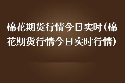 棉花期货行情今日实时(棉花期货行情今日实时行情)