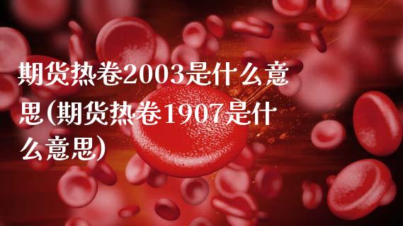 期货热卷2003是什么意思(期货热卷1907是什么意思)