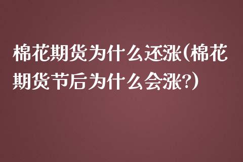 棉花期货为什么还涨(棉花期货节后为什么会涨?)_https://www.boyangwujin.com_期货直播间_第1张