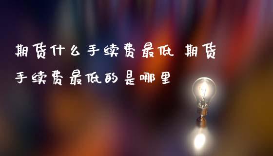期货什么手续费最低 期货手续费最低的是哪里_https://www.boyangwujin.com_期货直播间_第1张