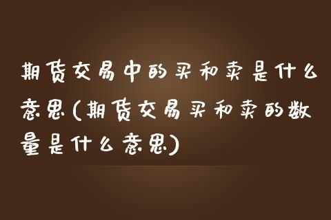 期货交易中的买和卖是什么意思(期货交易买和卖的数量是什么意思)_https://www.boyangwujin.com_期货直播间_第1张