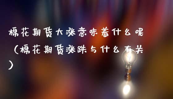 棉花期货大涨意味着什么呢（棉花期货涨跌与什么有关）_https://www.boyangwujin.com_纳指期货_第1张