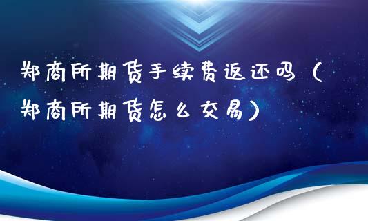 郑商所期货手续费返还吗（郑商所期货怎么交易）_https://www.boyangwujin.com_期货直播间_第1张