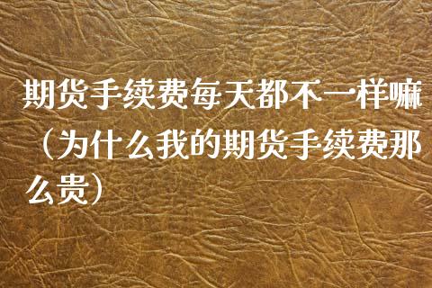 期货手续费每天都不一样嘛（为什么我的期货手续费那么贵）
