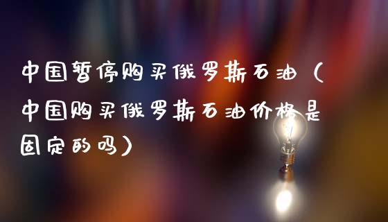 中国暂停购买俄罗斯石油（中国购买俄罗斯石油价格是固定的吗）