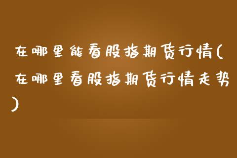 在哪里能看股指期货行情(在哪里看股指期货行情走势)_https://www.boyangwujin.com_期货科普_第1张