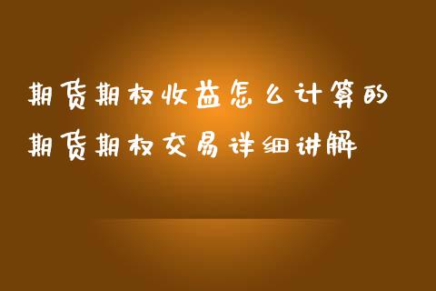 期货期权收益怎么计算的 期货期权交易详细讲解