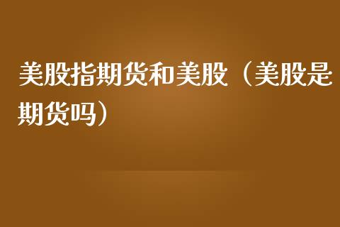 美股指期货和美股（美股是期货吗）