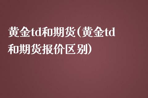 黄金td和期货(黄金td和期货报价区别)_https://www.boyangwujin.com_白银期货_第1张