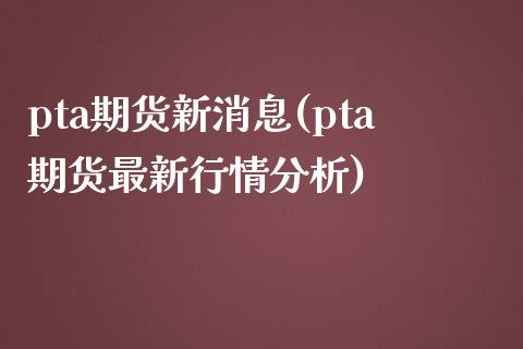 pta期货新消息(pta期货最新行情分析)