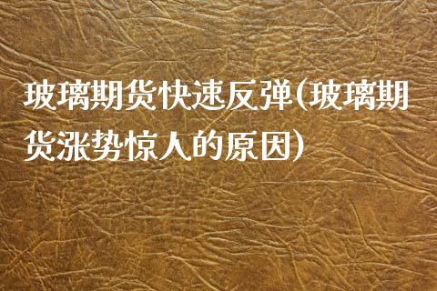 玻璃期货快速反弹(玻璃期货涨势惊人的原因)_https://www.boyangwujin.com_期货直播间_第1张