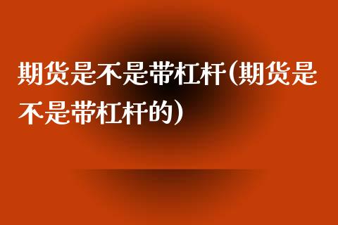 期货是不是带杠杆(期货是不是带杠杆的)_https://www.boyangwujin.com_期货直播间_第1张