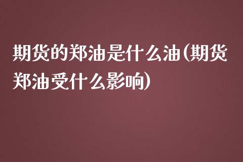 期货的郑油是什么油(期货郑油受什么影响)_https://www.boyangwujin.com_道指期货_第1张