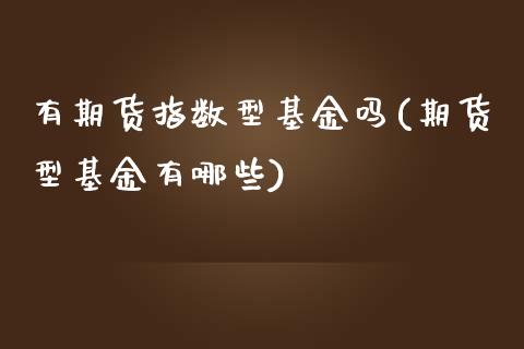 有期货指数型基金吗(期货型基金有哪些)_https://www.boyangwujin.com_期货开户_第1张