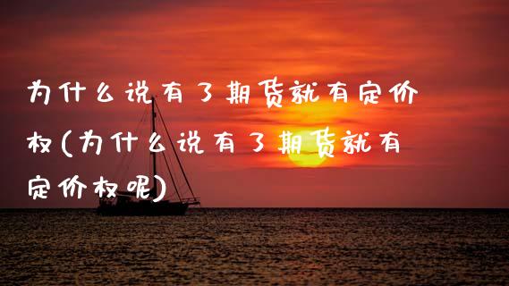 为什么说有了期货就有定价权(为什么说有了期货就有定价权呢)