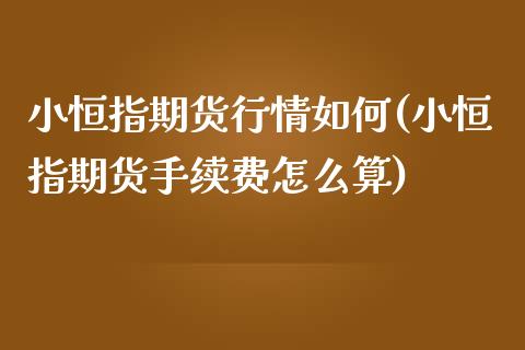 小恒指期货行情如何(小恒指期货手续费怎么算)_https://www.boyangwujin.com_期货开户_第1张