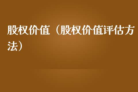 股权价值（股权价值评估方法）_https://www.boyangwujin.com_期货直播间_第1张
